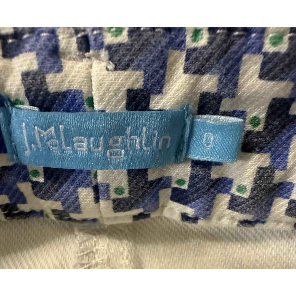 J. McLaughlin Women's Geometric Print Skinny Jeans Blue,‎ White & Black Size 0